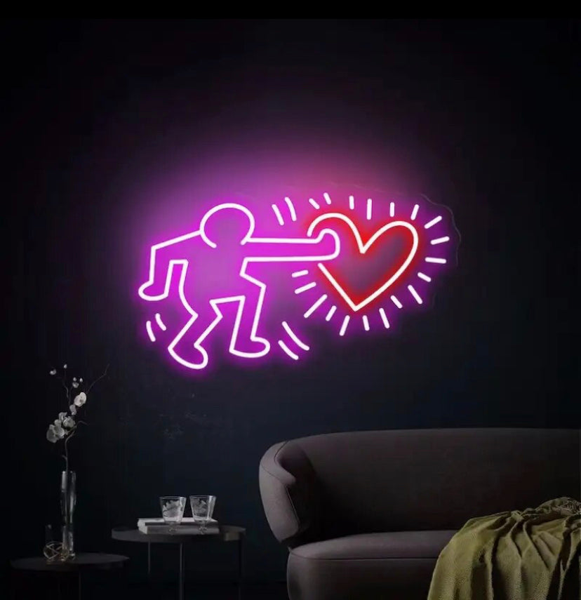 SEND LOVE KEITH HARING STYLE NEON SIGN