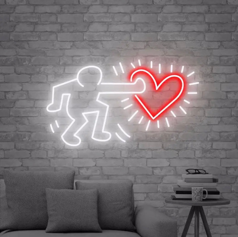 SEND LOVE KEITH HARING STYLE NEON SIGN