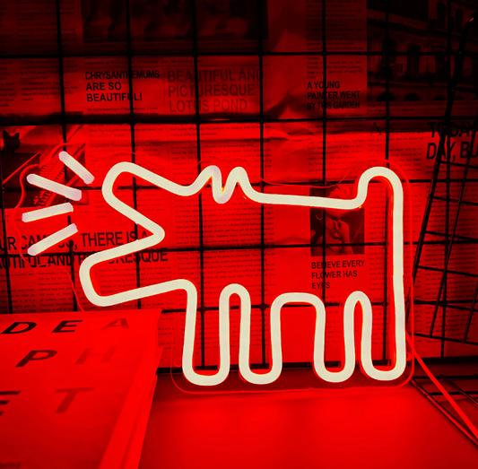 DOG BARKING KEITH HARING STYLE NEON SIGN