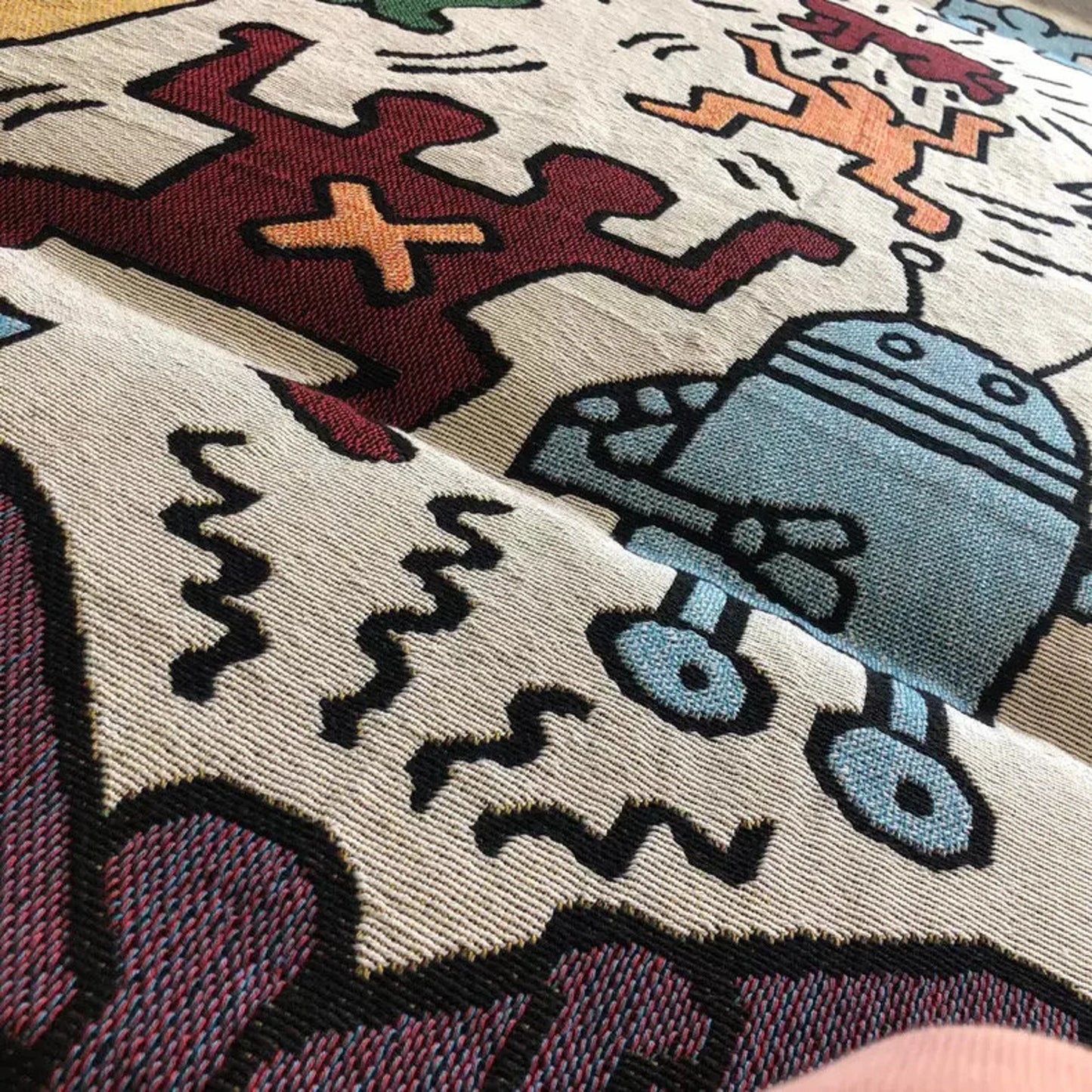 Woven Blanket Keith Haring Characters