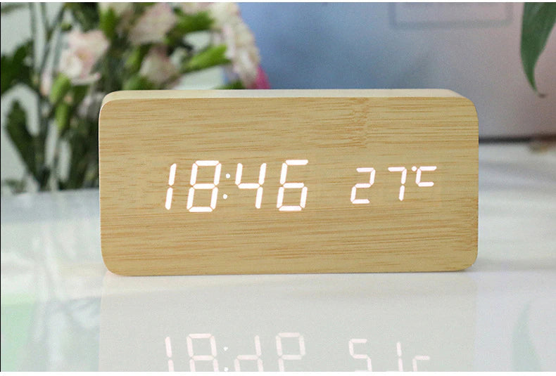 WOODEN DIGITAL ALARM CLOCK